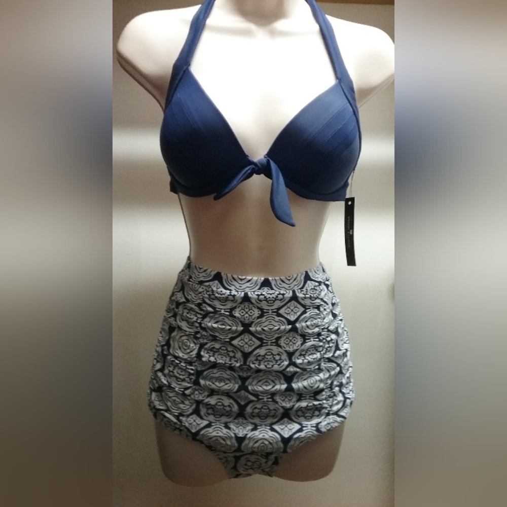 Unique and classic premium quality women's vintage two-piece swimsuit high-waist